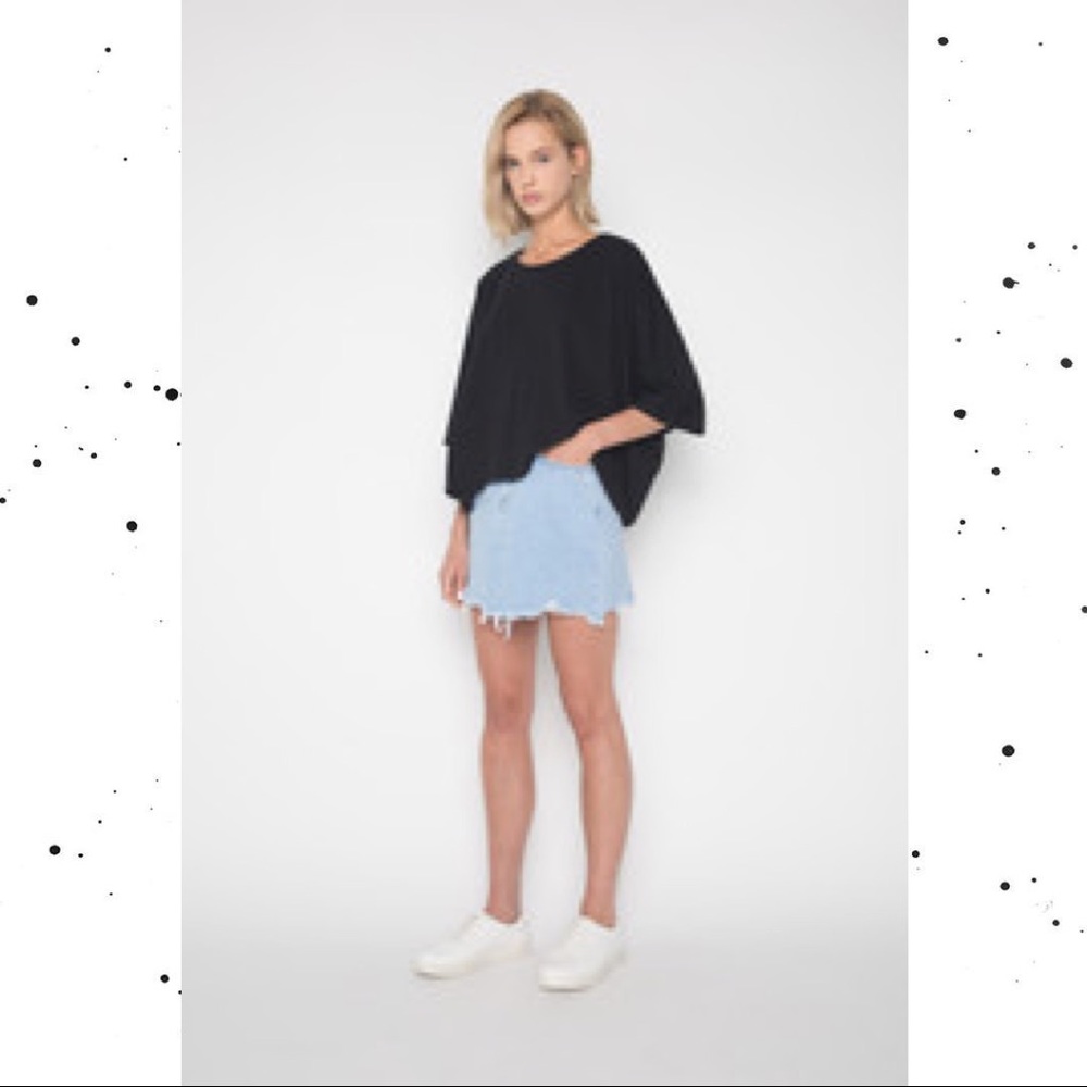 Raw Edge Denim Skirt